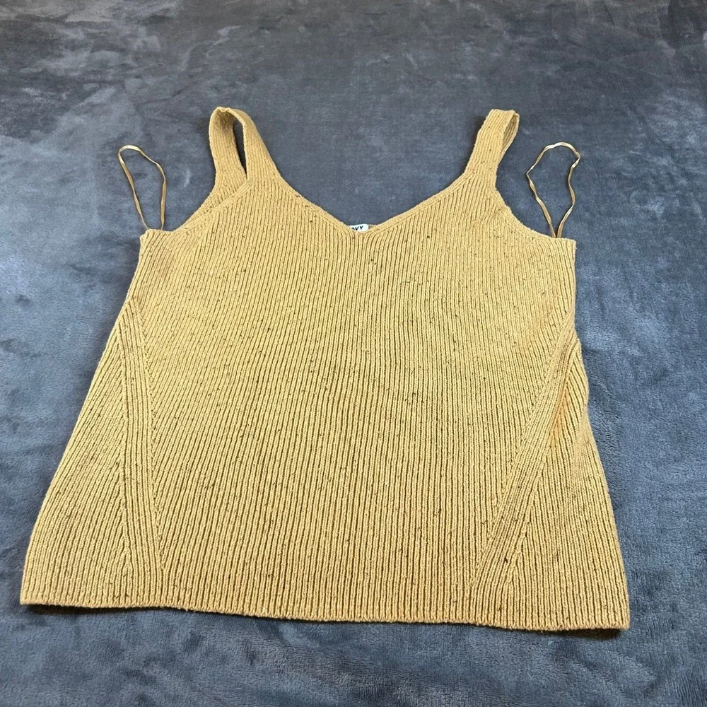 Old Navy Ribbed Sweater Tank Top Womens Large Tall Yellow Speckled V Neck